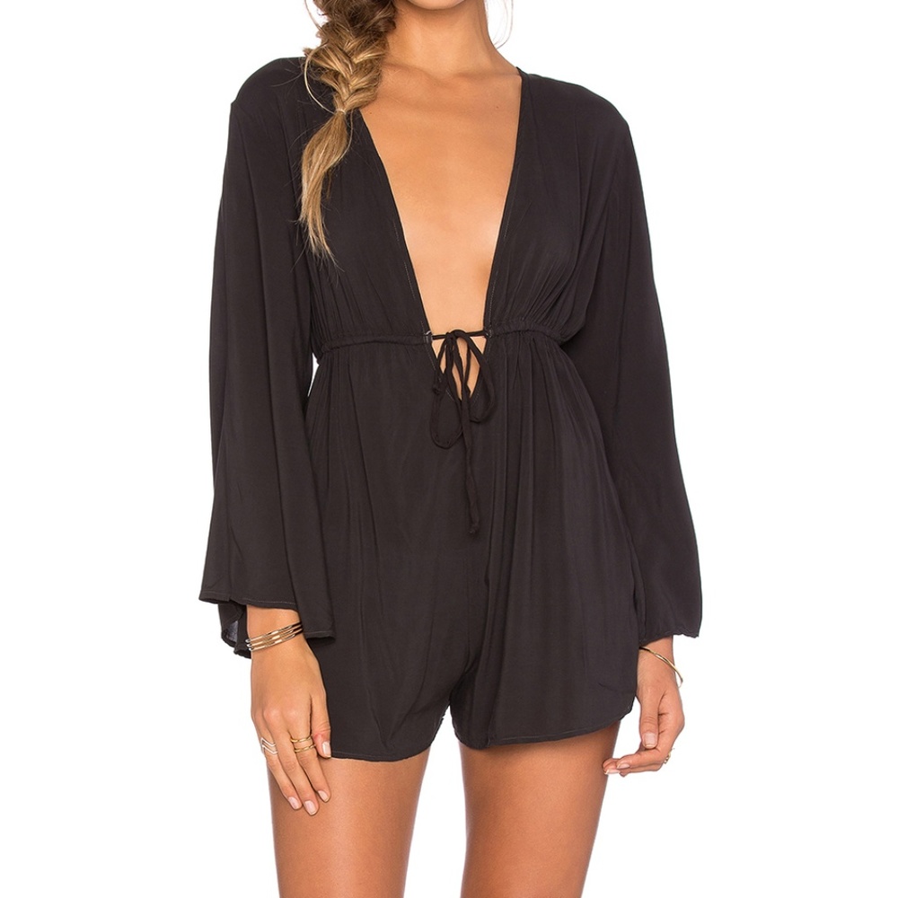 Blue Life Boho Sleeve Deep V Romper (XS)